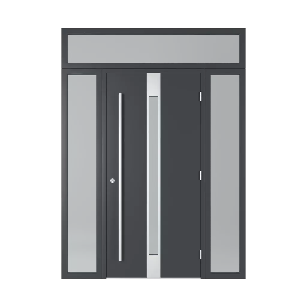 Porte avec imposte vitrée des-produits portes-dentree-en-aluminium    