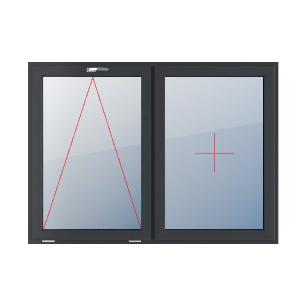 Charnière avec une poignée en haut, vitrage fixe dans le châssis fenetres type-de-fenetre double-vantail division-horizontale-symetrique-50-50  