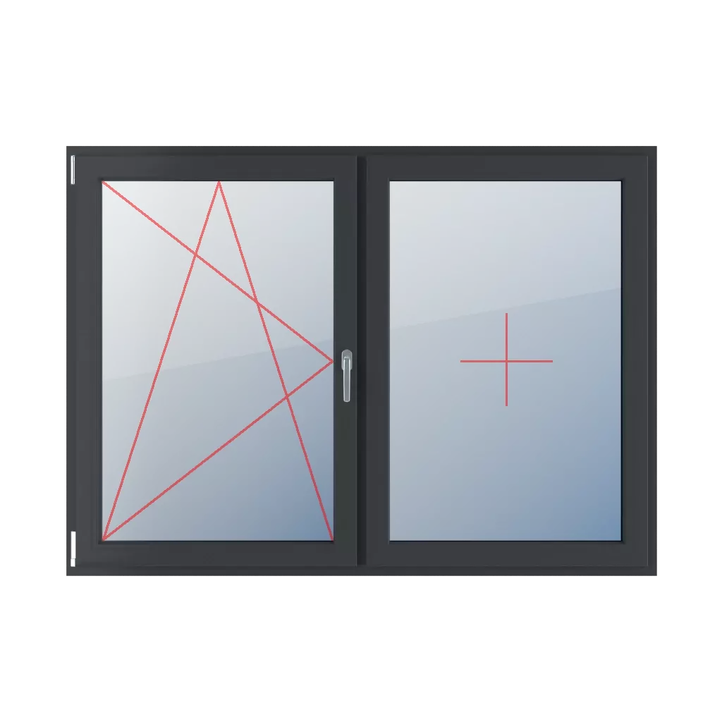 Basculer et tourner à gauche, vitrage fixe dans le châssis fenetres type-de-fenetre double-vantail division-horizontale-symetrique-50-50  