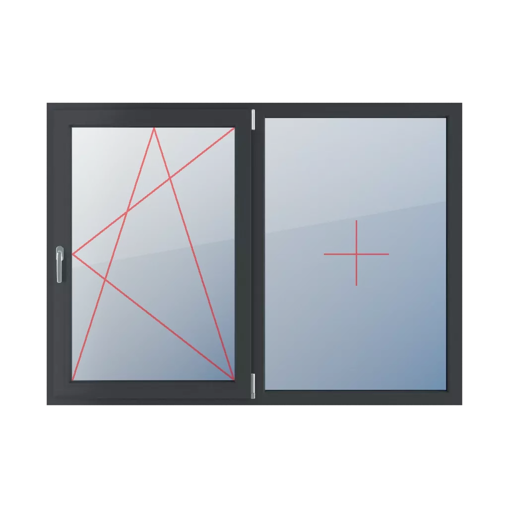 Inclinaison et rotation à droite, vitrage fixe dans le cadre fenetres type-de-fenetre double-vantail division-horizontale-symetrique-50-50  