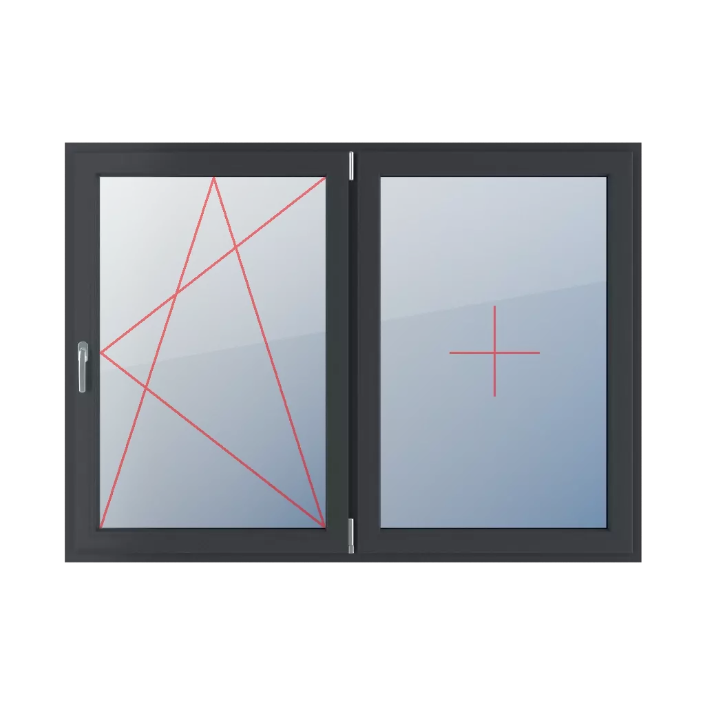 Basculer et tourner à droite, vitrage fixe dans le châssis fenetres type-de-fenetre double-vantail division-horizontale-symetrique-50-50  