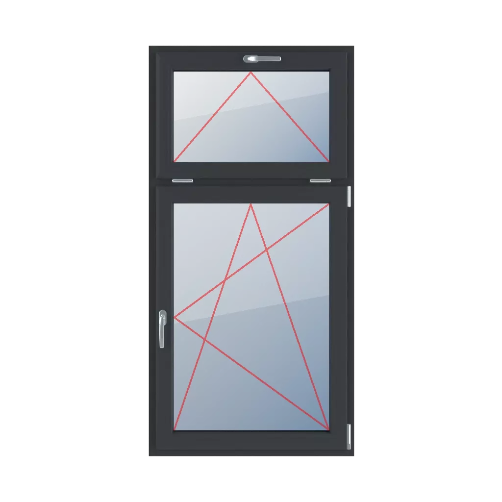 Inclinaison avec une poignée en haut, inclinaison et rotation à droite fenetres type-de-fenetre double-vantail division-verticale-asymetrique-30-70  