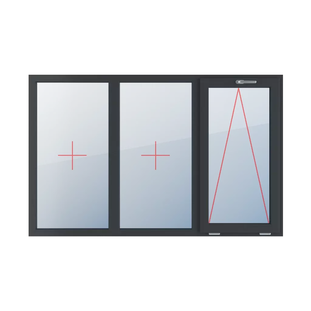 Vitrage fixe dans le cadre, articulé avec une poignée en haut fenetres type-de-fenetre triple-vantaux division-horizontale-symetrique-33-33-33  