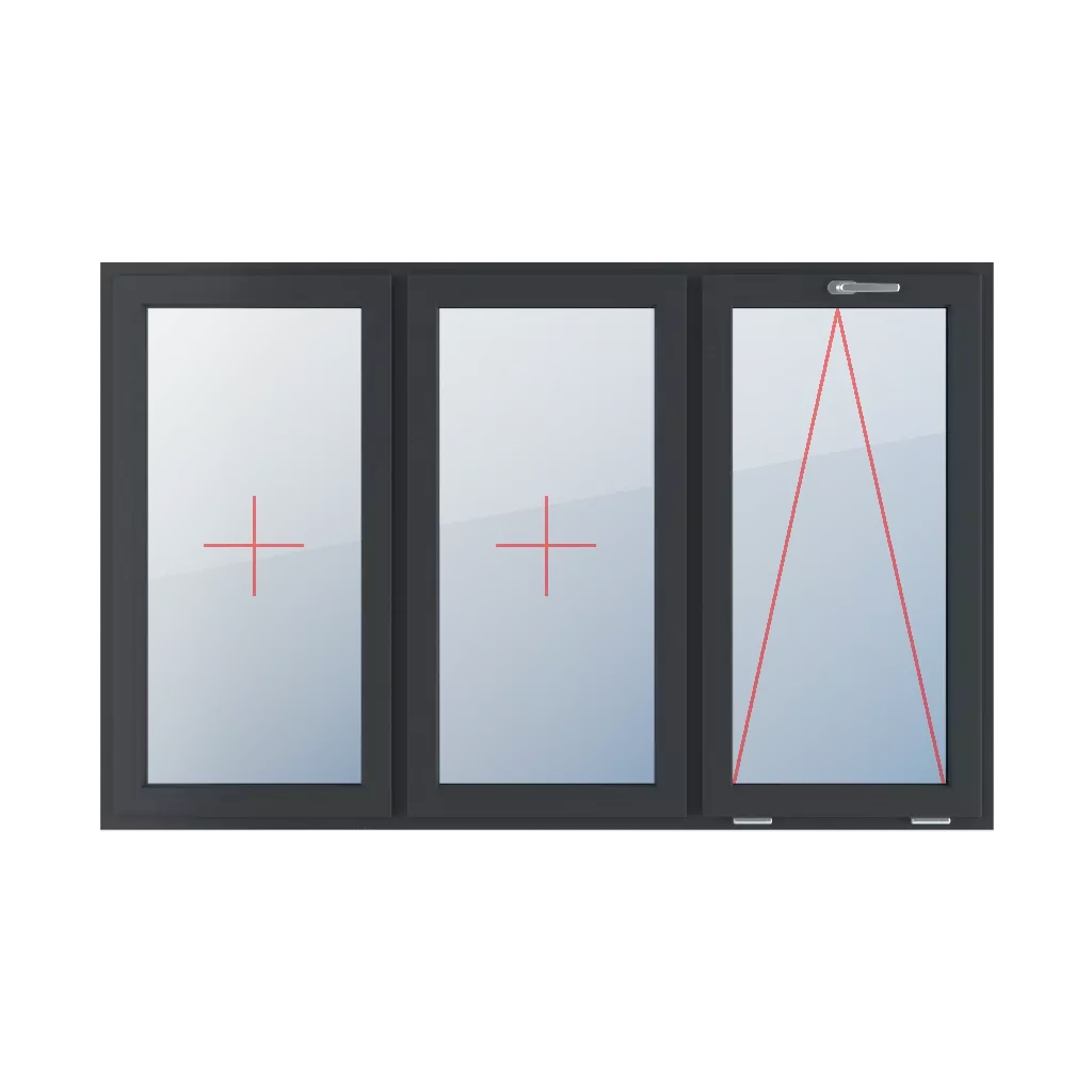 Vitrage fixe dans le châssis, articulé avec une poignée en haut fenetres type-de-fenetre triple-vantaux division-horizontale-symetrique-33-33-33  