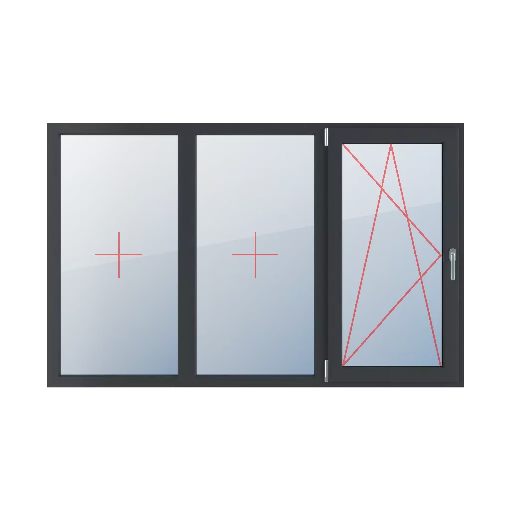 Vitrage fixe dans le cadre, oscillo-battant à gauche fenetres type-de-fenetre triple-vantaux division-horizontale-symetrique-33-33-33  