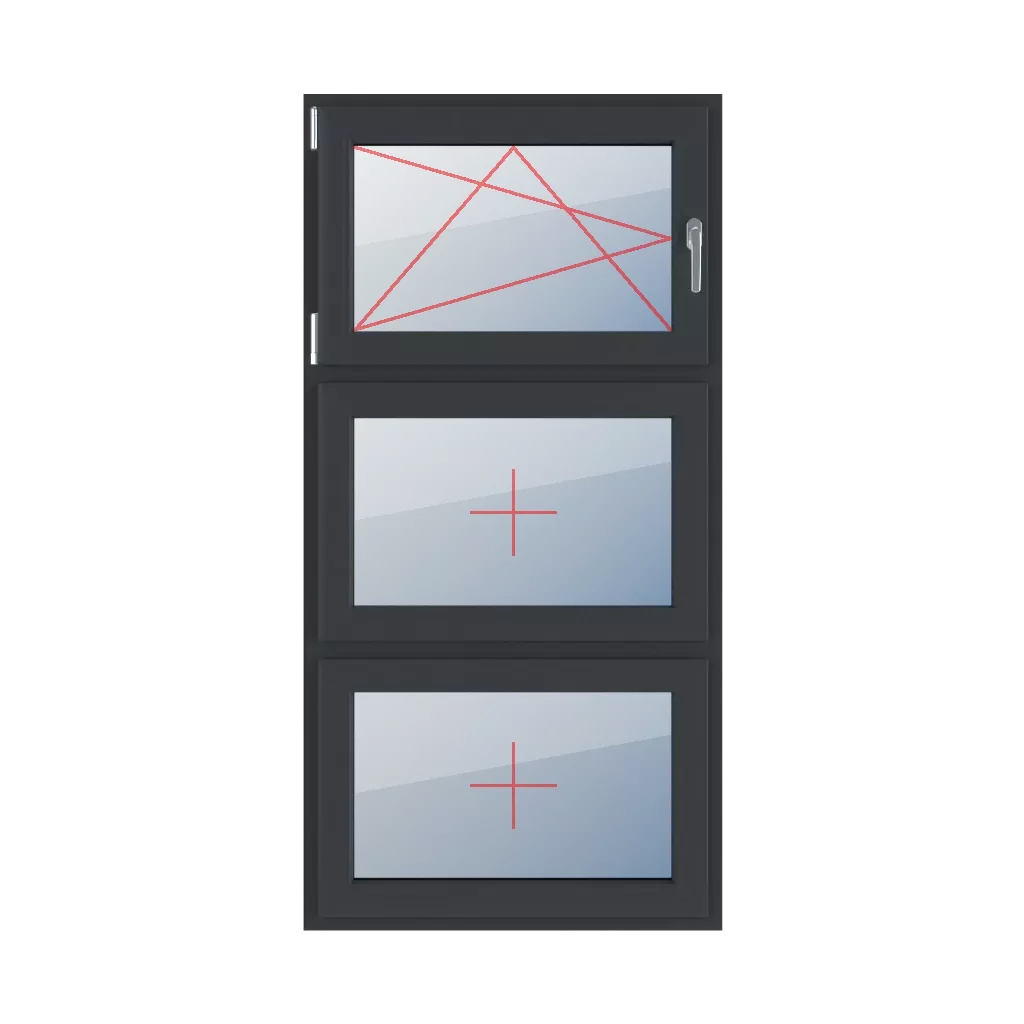 Oscillo-battant à gauche, vitrage fixe dans l’ouvrant fenetres type-de-fenetre triple-vantaux division-verticale-symetrique-33-33-33  
