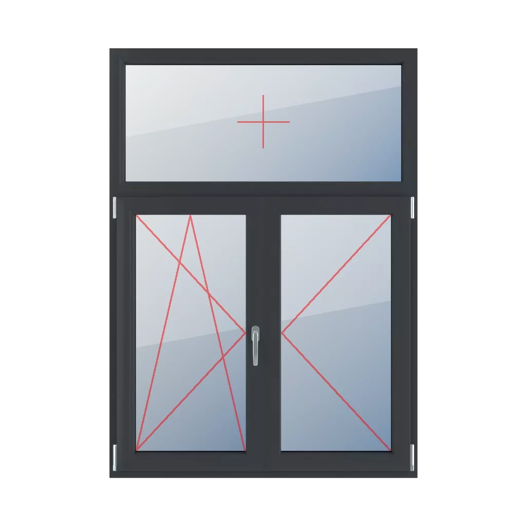 Vitrage fixe dans le cadre, oscillo-battant à gauche, meneau mobile, tournant à droite fenetres type-de-fenetre triple-vantaux division-verticale-asymetrique-30-70-avec-un-poteau-mobile  