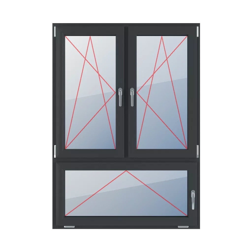 Inclinez et tournez à gauche, inclinez et tournez à droite, inclinez avec la poignée à droite fenetres type-de-fenetre triple-vantaux division-verticale-asymetrique-70-30  