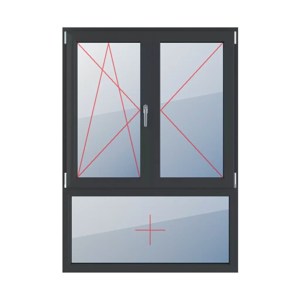 Virage à gauche et inclinaison, virage à droite, poteau mobile, vitrage fixe dans le cadre fenetres type-de-fenetre triple-vantaux division-verticale-asymetrique-70-30-avec-un-poteau-mobile  