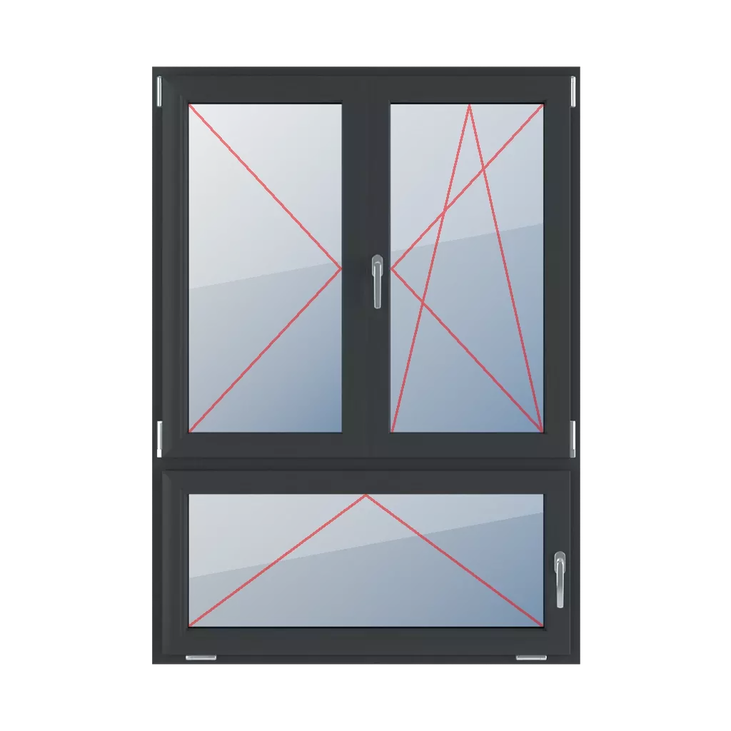 Tourner à gauche, poteau mobile, tourner-incliner à droite, incliner avec une poignée à droite fenetres type-de-fenetre triple-vantaux division-verticale-asymetrique-70-30-avec-un-poteau-mobile  