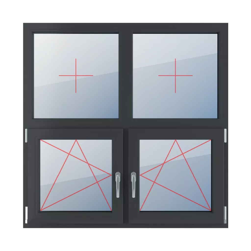 Vitrage fixe dans le cadre, basculer et tourner à gauche, basculer et tourner à droite fenetres type-de-fenetre quatre-vantaux division-horizontale-symetrique-50-50 vitrage-fixe-dans-le-cadre-basculer-et-tourner-a-gauche-basculer-et-tourner-a-droite 