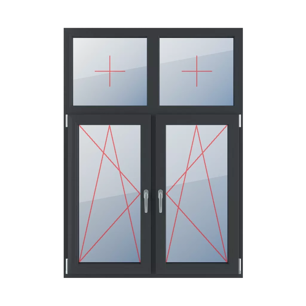 Vitrage fixe dans le cadre, basculer et tourner à gauche, basculer et tourner à droite fenetres type-de-fenetre quatre-vantaux division-verticale-asymetrique-30-70  