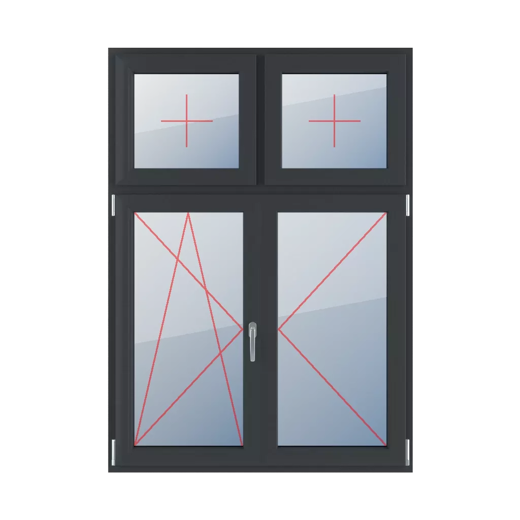 Vitrage fixe dans le châssis, oscillo-battant à gauche, meneau mobile, tournant à droite fenetres type-de-fenetre quatre-vantaux division-verticale-asymetrique-30-70-avec-un-poteau-mobile vitrage-fixe-dans-le-chassis-oscillo-battant-a-gauche-meneau-mobile-tournant-a-droite 