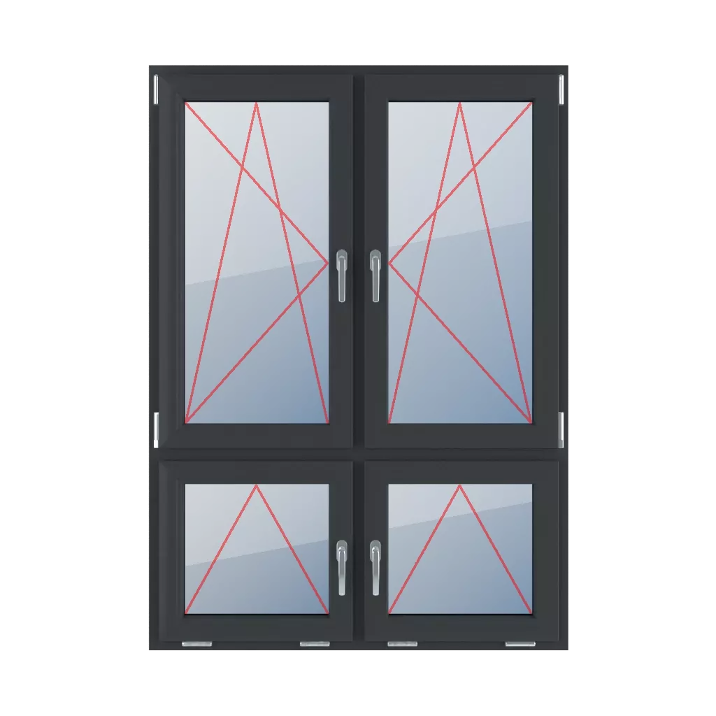 Inclinez et tournez à gauche, inclinez et tournez à droite, inclinez les poignées au milieu fenetres type-de-fenetre quatre-vantaux division-verticale-asymetrique-70-30  