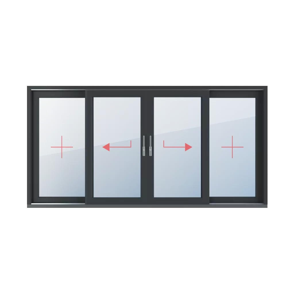 Vitrage fixe, coulissant à gauche, coulissant à droite, montant mobile, vitrage fixe fenetres type-de-fenetre portes-fenetres-levantes-coulissantes-hst quatre-vantaux-2  