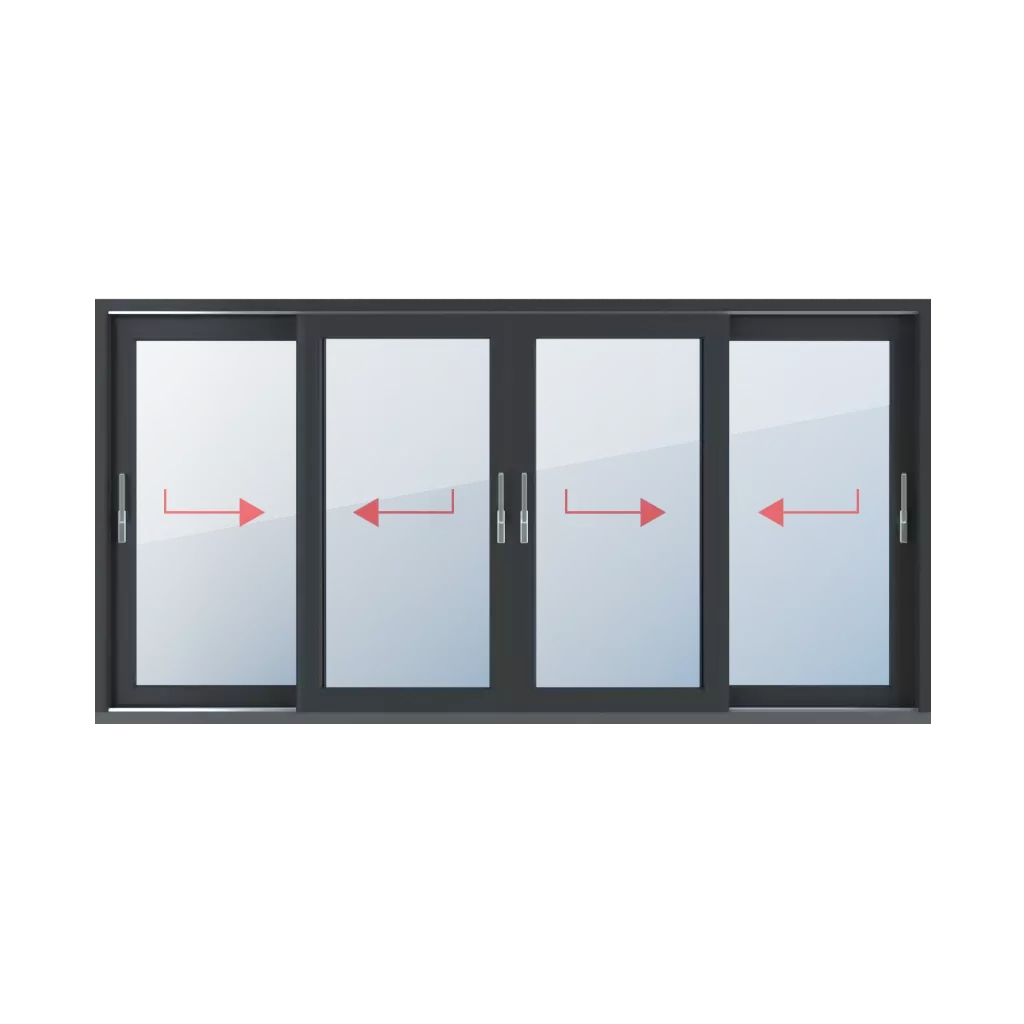 Coulissant à droite, coulissant à gauche, coulissant à droite, poteau coulissant, coulissant à gauche fenetres type-de-fenetre portes-fenetres-levantes-coulissantes-hst quatre-vantaux-2  