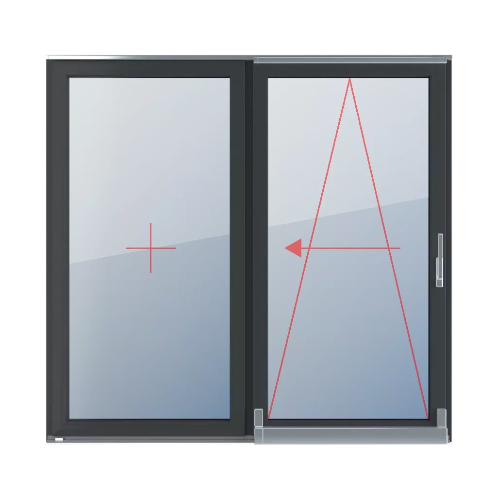 Vitrage fixe dans le châssis, inclinable et coulissant à gauche fenetres type-de-fenetre portes-fenetres-coulissantes-et-coulissantes-psk double-vantail  